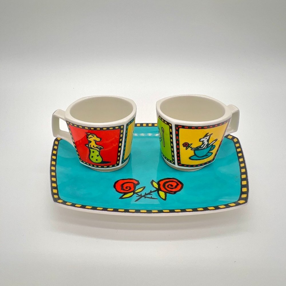 NWOT 🥀 3Pc RosenThal Kitty Kahane Espresso Shot Glass Ceramic Set